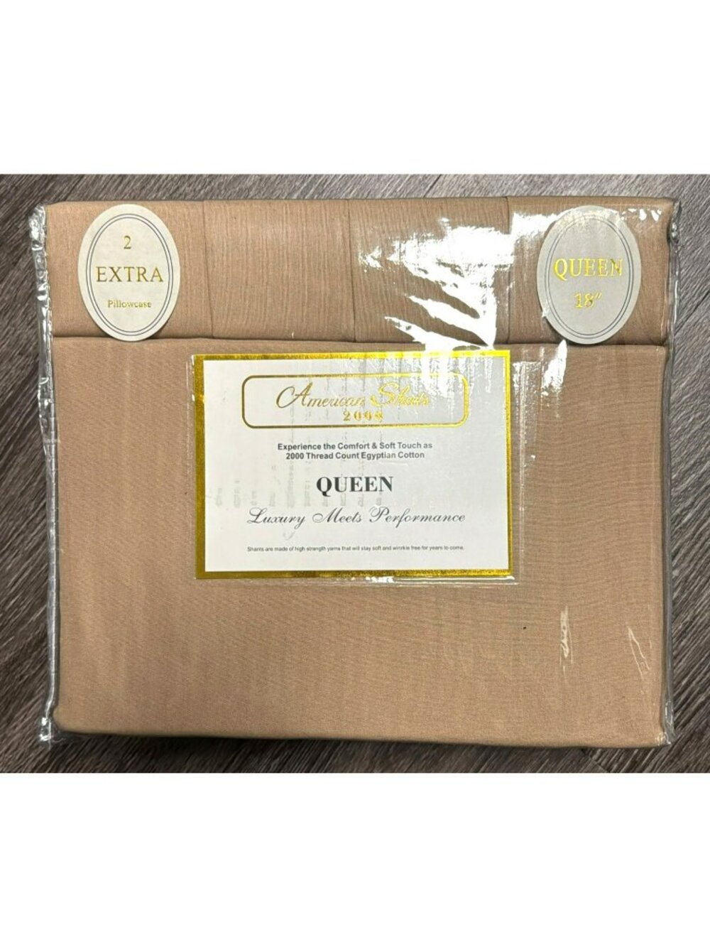American Sheets 2000 Queen Size 6-Piece Six Set 2000 Thread Count Taupe New